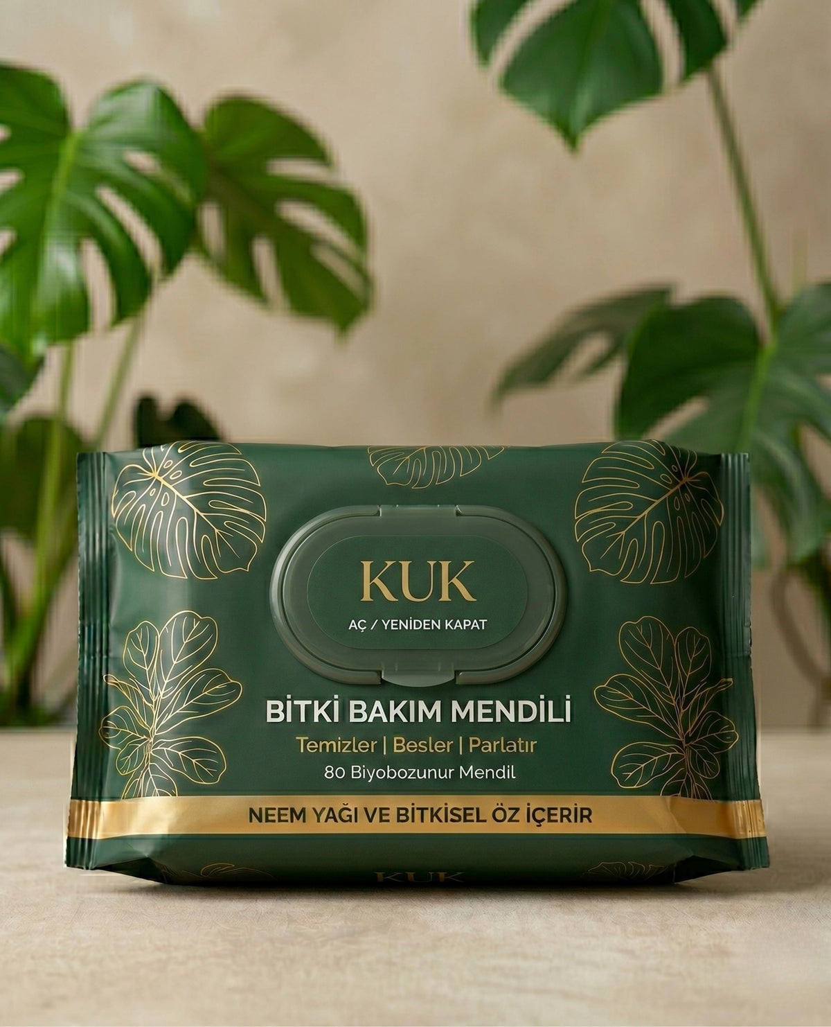 KUK Bitki Bakım Mendili, Neem yağlı, 80 biyobozunur mendil, görsel 1 / 5