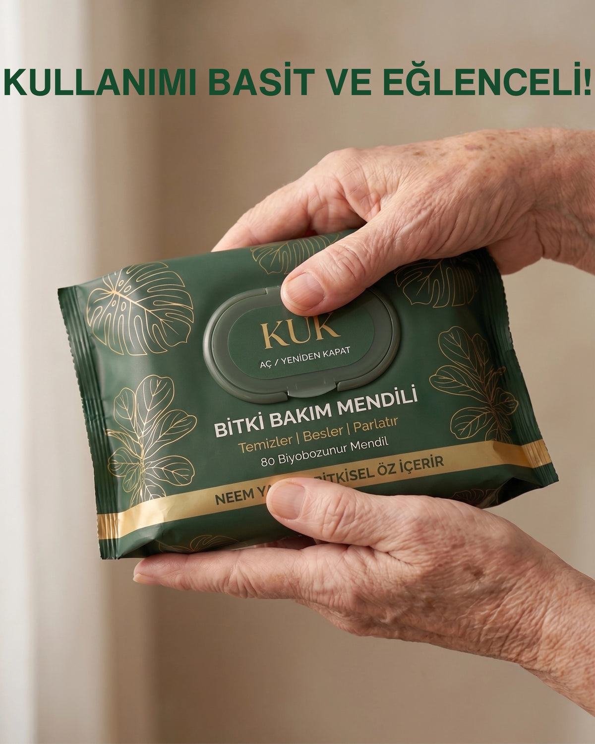 KUK Bitki Bakım Mendili, Neem yağlı, 80 biyobozunur mendil, görsel 4 / 5